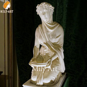<span class=keywords><strong>Statue</strong></span> grecque en <span class=keywords><strong>marbre</strong></span> blanc ornement personnalisé <span class=keywords><strong>femme</strong></span> avec décor de voile - Product Image 3