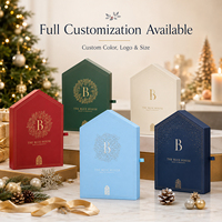 Boîte de calendrier de l'avent de Noël rigide en forme de maison personnalisée, boîte d'emballage cadeau à plusieurs tiroirs, boîte cadeau pour cosmétiques, chocolats, cadeaux de fête