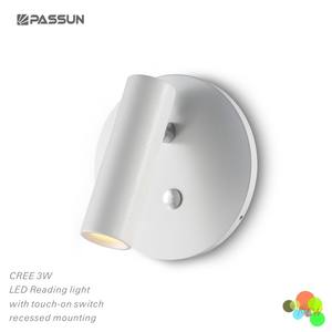 Lampes <span class=keywords><strong>de</strong></span> chevet modernes à LED encastrées au mur, en aluminium noir peint, avec têtes rotatives à 350 degrés - Product Image 3