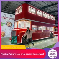 Rétro britannique grand bus à deux étages Mobile Food Truck Commercial affichage de rue en acier inoxydable pour les ventes d'enregistrement de photos alimentaires