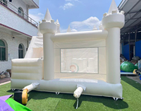 Vente en gros de châteaux gonflables commerciaux, combinés avec toboggan aquatique blanc, mini châteaux gonflables pour enfants, pour la location événementielle