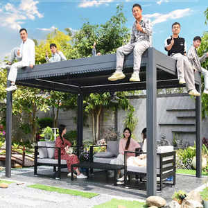 Pérgola de Aluminio Impermeable para Exteriores con Techo Retráctil y Cortinas, Gazebo, Toldo para Jardín, Terraza, Balcón - Product Image 2