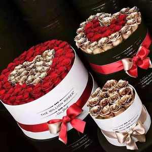 Grosir disesuaikan kualitas tinggi alami selamanya mawar abadi kotak mawar yang diawetkan dalam kotak bulat bunga - Product Image 3