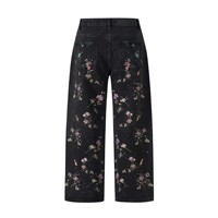 Jean vintage noir à jambe droite, coupe ample, avec broderie de sequins, pour homme, style robuste et élégant