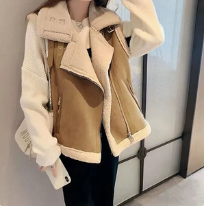 2025 Otoño Invierno sin mangas Sherpa polar Chaleco con cremallera chaleco mujer chaleco chaqueta Vestes Pour Femmes - Product Image 2