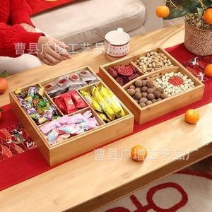 Wooden Dried Fruit Box 4-7 Compartments Rectangle Multipurpose <b>Storage</b> <b>Tray</b> For Wedding Chinese New Year Snack Desk Use - Product Image 1