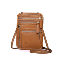 Portefeuille de cou extérieur à fermeture éclair en PU avec protection RFID, sac de voyage pour billet d'avion, passeport, anti-radiation, porte-cartes de téléphone portable