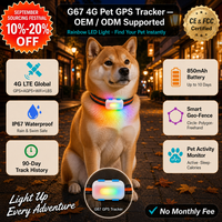 Nouveau traceur GPS 4G Cat G67 avec application, surveillance d'activité en temps réel, mini localisateur étanche en plastique pour animaux de compagnie, chiens, avec lumières LED colorées