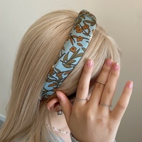 Nouveau bandeau de cheveux éponge d'impression rétro vintage français bandeau de lavage de visage féminin à côté large