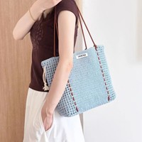 Kit de sac DIY en maille tressée à la main, sac fourre-tout ajouré, sac à bandoulière et panier de courses ajouré en fil creux