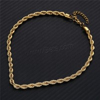 Collier chaîne corde torsadée en acier inoxydable Collier corde française plaqué or