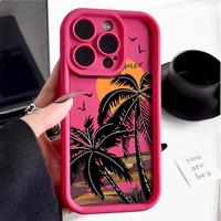 Coque Téléphone Personnalisée avec Images et Logo, Motif Palmiers, pour iPhone 16 15 14 13 12 11 Pro Max 16 Plus