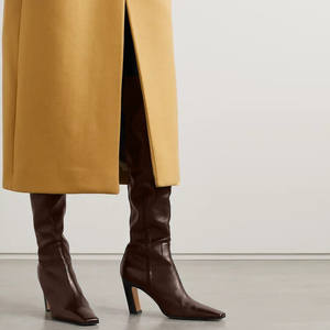 Sonbahar kış seksi kadınlar gerçek deri uyluk yüksek çizmeler moda parti ayakkabıları zarif bayan yüksek topuk diz çizme üzerinde büyük boy 46 - Product Image 2