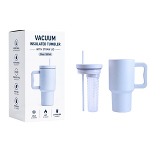 <span class=keywords><strong>Taza</strong></span> de Viaje de Acero Inoxidable con Aislamiento al Vacío de 30 oz, con Asa y Pajita, Rendimiento Térmico de 12-24 Horas para Café y Bebidas Frías - Product Image 1