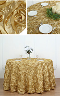 Nappe ronde de luxe grise à roses 3D en relief - Housse de table élégante en satin pour mariage, banquet et décoration de fête