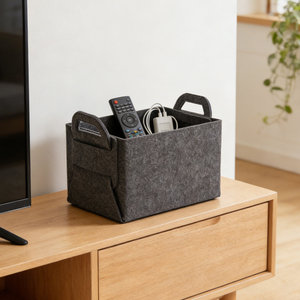 Panier de rangement en feutre pliable - Grands bacs de rangement pour placard avec poignée, organisateur de linge, paniers de rangement robustes pour étagères - Product Image 6