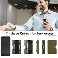 Pochette avant Slim Minimalist RFID-Porte-cartes pour homme avec SANGLE INTÉGRÉE