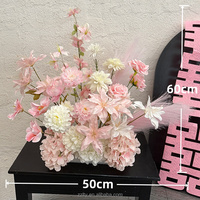 Arrangement floral artificiel de roses blanches et roses, décoration de chambre de mariage, chambre nuptiale, fleurs de mariage en soie faites à la main, fleurs de mariage de luxe