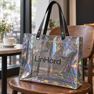 Borsa Tote in PVC Iridescente Personalizzata per <span class=keywords><strong>Aziende</strong></span> di Produzione Eventi, Confezione Regalo Brandizzata per Eventi Aziendali di Inaugurazione - Product Image 1