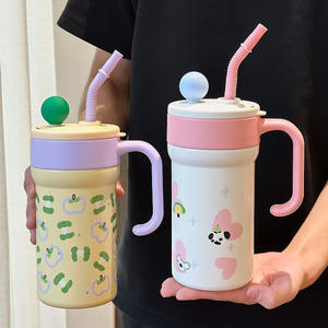 Vaso Térmico con Revestimiento Cerámico 7708, Gran Capacidad, con Tapa y Pajita, Taza de Acero Inoxidable para Mujer, Regreso a Clases, Verano 2025 - Product Image 2