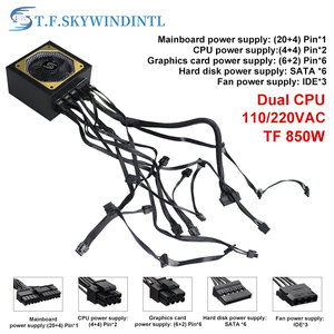 พาวเวอร์ซัพพลายคุณภาพสูง 850W RGB สำหรับพีซี รองรับซีพียูคู่ 24 พิน แบบโมดูลาร์เต็มรูปแบบ สำหรับคอมพิวเตอร์เล่นเกม ประสิทธิภาพสูง สำหรับเดสก์ท็อป - Product Image 2
