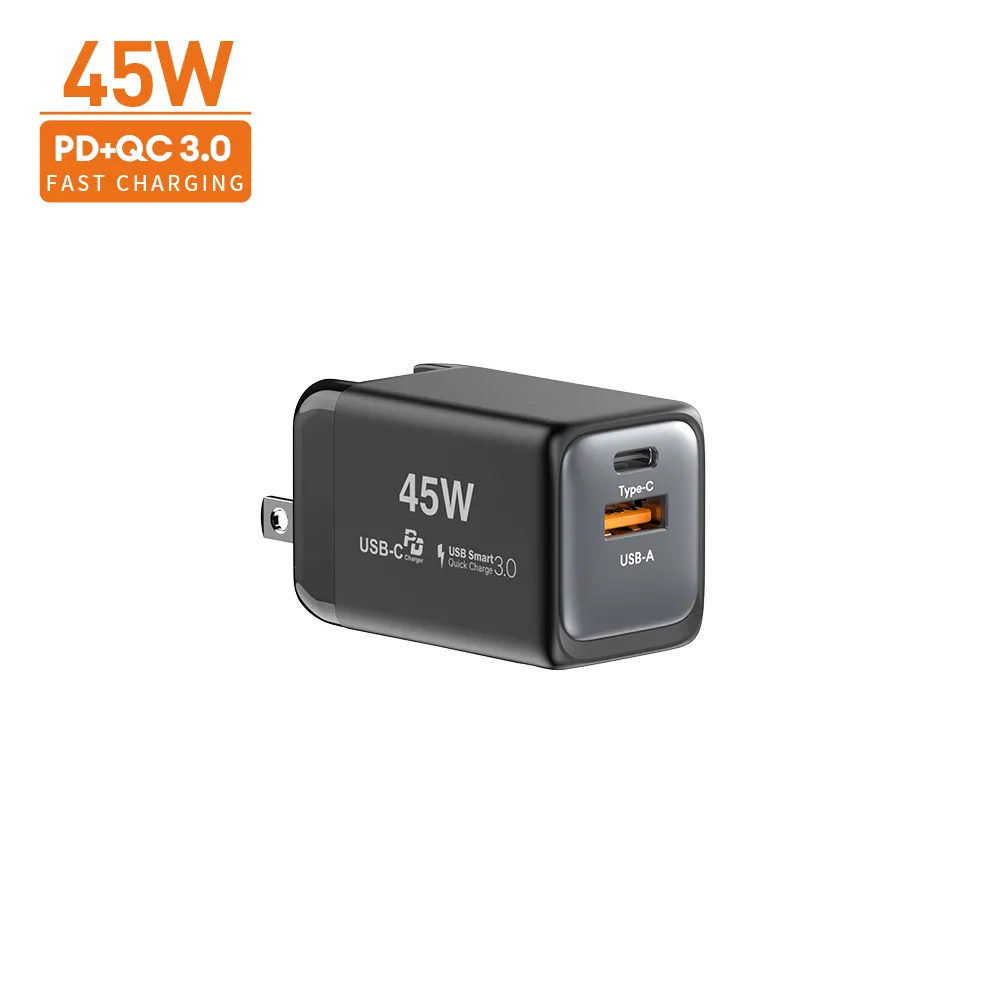 Đa chức năng EU chúng tôi KC JP anh có thể thay đổi cắm USB Loại C nhanh chóng Bộ sạc QC 3.0 PD 45W điện thoại di động gan tường sạc