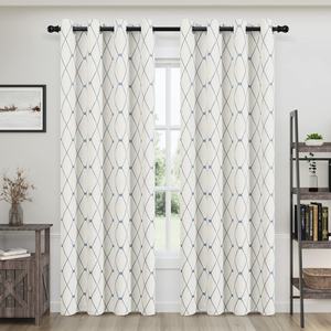 Thêu kết cấu nặng Rèm cửa với rô mô hình trang trại cửa sổ Grommet valances cho phòng khách - Product Image 1