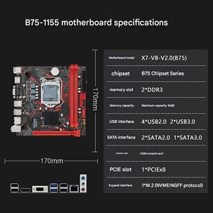 Yepyeni B75 ITX Masaüstü Anakart Intel Yonga Seti LGA 1155 <span class=keywords><strong>2</strong></span>./3. Nesil Çift <span class=keywords><strong>DDR3</strong></span> NVME SATA Portları için - Product Image 6
