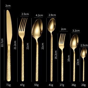 Juego de cuchillos de lujo, cuchara, tenedor, juego de cubiertos de acero inoxidable real, cubiertos dorados para restaurante, juego de cubiertos dorados para bodas - Product Image 2