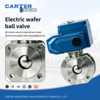 Válvula de bola eléctrica tipo wafer de acero inoxidable 304 CF8, tipo wafer eléctrico de encendido/apagado, de paso completo delgado, con sello de PTFE, para agua y HVAC, PN16 IP65 ANSI