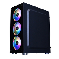Boîtier PC de jeu transparent SNOWMAN à prix abordable, format Mid Tower, noir, ATX, avec panneau en verre trempé