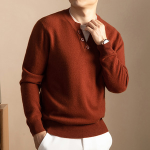 Venta al por mayor/personalizado rentable de los hombres de manga larga suéter de moda de punto de cuello redondo botón suéter para Otoño e Invierno - Product Image 2