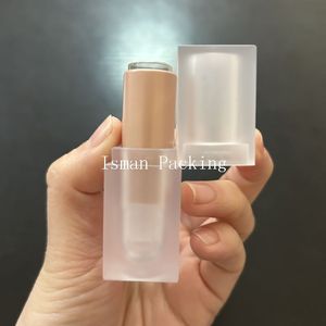 ISMAN - Tubo de Lápiz Labial Cuadrado Transparente Esmerilado Naranja de Lujo, Venta al por Mayor, Etiqueta Privada, Estuche Vacío para Bálsamo Labial, Plástico, Nuevo - Product Image 3