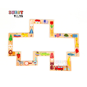 Juguete de rompecabezas de animales de dominó de madera, bloques de construcción de Educación Temprana, juguete de entrenamiento sensorial Montessori de madera para niños - Product Image 1