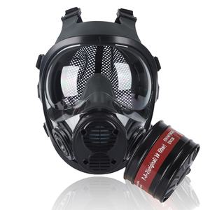 पूर्ण चेहरे सिलिकॉन गैस मास्क काले रंग का पुनः प्रयोज्य श्वसन श्वसन यंत्र 3-परत आरामदायक - Product Image 1