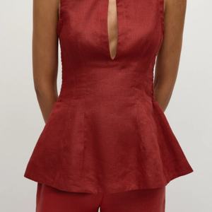 Nouvelle Collection 2025 – Ensemble Robe en Lin OEM Tendance pour Femme – Vente Chaude – Tenue Décontractée d'Été 2 Pièces : Haut et Robe Courte sans Manches en Coton à Motif Uni - Product Image 4