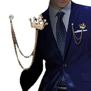Üst düzey Kişiselleştirilmiş Alaşım Moda Erkek Taç Broş İngiliz Tarzı Takım Elbise Zinciri Pin Rozeti Retro Kadın Korsaj - Product Image 1