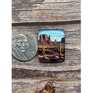 Pierres précieuses en cabochon double inspirées du sud-ouest, cactus et montagnes d'Arizona, pour la fabrication de bijoux, style western unique - Product Image 2