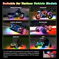 Kit de 8 bandes lumineuses LED pour moto, avec application de contrôle à distance, lumières de moto 5050SMD 12V, vente en gros et au détail