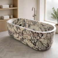 Baignoire ovale autoportante en marbre Xiangxuemei Spider Web, sur mesure, noir et blanc, luxe, pour salle de bain, spa, hôtel