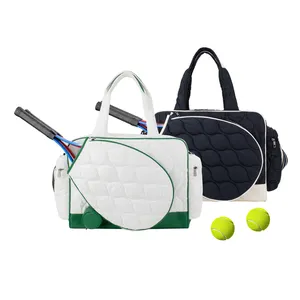 Neuzugang Luxus Damen weiß individuelle Fitnessstudio Badminton Pickleball Paddel Schlägertasche gesteppt Tennis-Gepäcktasche