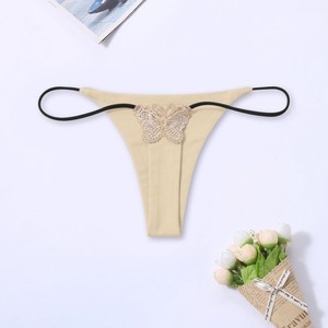 String sexy à double couche avec fines bretelles et broderie papillon, culotte bikini taille basse sexy, T-shirts pour le commerce transfrontalier - Product Image 4