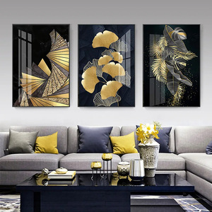 Plante dorée feuilles de <span class=keywords><strong>ginkgo</strong></span> peinture en cristal de porcelaine très brillante prix de gros impression de haute qualité pour la décoration murale - Product Image 1