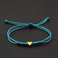 Vente chaude Simple CCB Coeur Pendentif Couple Bracelet Tissé À La Main Réglable Corde Rouge Bracelet pour Cadeaux Date Porter