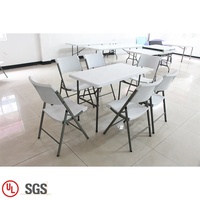Table pliante rectangulaire en plastique blanc de 4 pieds pour jardin, table pliante légère et portable pour salle à manger