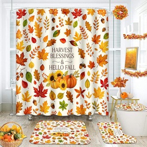 Cortina de Ducha de Poliéster con Diseño de Calabaza de Halloween, Cortina de Baño con Impresión Digital, Impermeable, Personalizada, Juego de Cortinas de Ducha al por Mayor - Product Image 2