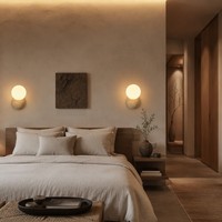Applique murale LED moderne en verre jaune avec abat-jour rond, lumière blanc chaud à intensité variable pour chambre et salon
