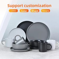 Vaisselle en porcelaine multicolore de style européen simple pour 4-6 personnes, compatible lave-vaisselle et micro-ondes, sans plomb ni chrome, qualité alimentaire, idéale pour hôtels et cadeaux