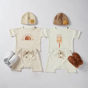 OEM Service INS boys and girls Sun print summer cotton set two-piece baby loose set