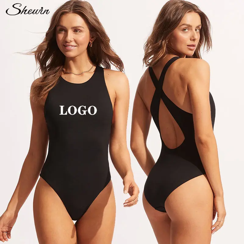 Wholesale Fashion Custom Logo Summer Sexy High Waist Women Swimwear One Piece Swimsuit